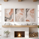 Neutral Terracotta 3 Piece Wall Art. Boho Abstract Prints by Wall Art Set