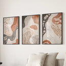 Neutral Terracotta 3 Piece Wall Art. Boho Abstract Prints by Wall Art Set