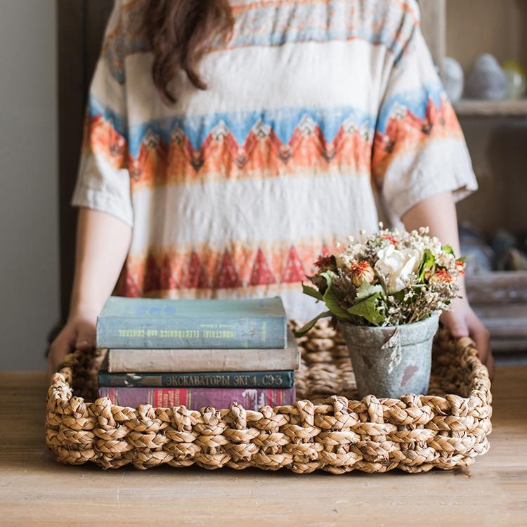 Organic Straw Organizer Storage with Lid