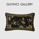 GobekUsa Bamboo Black Gold Lumbar Pillow Covers - Oriental Chinese Style Luxury 30x50cm