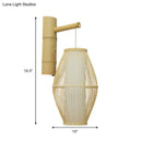 GobekUsa Oriental Oval Wall Light Sconce with Bamboo Lantern Design - 1-Light Beige Wall Lamp