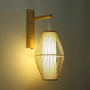 GobekUsa Oriental Oval Wall Light Sconce with Bamboo Lantern Design - 1-Light Beige Wall Lamp