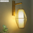 GobekUsa Oriental Oval Wall Light Sconce with Bamboo Lantern Design - 1-Light Beige Wall Lamp