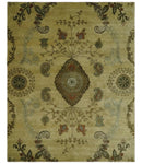 Oriental Floral Hand knotted Olive and Green 8x10 and 8.7x11.8 wool Area Rug by The Rug Decor