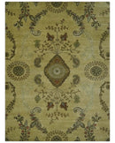 Oriental Floral Hand knotted Olive and Green 8x10 and 8.7x11.8 wool Area Rug by The Rug Decor