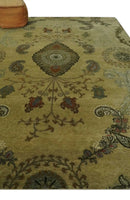 Oriental Floral Hand knotted Olive and Green 8x10 and 8.7x11.8 wool Area Rug by The Rug Decor
