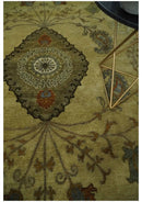 Oriental Floral Hand knotted Olive and Green 8x10 and 8.7x11.8 wool Area Rug by The Rug Decor