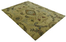 Oriental Floral Hand knotted Olive and Green 8x10 and 8.7x11.8 wool Area Rug by The Rug Decor