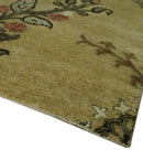 Oriental Floral Hand knotted Olive and Green 8x10 and 8.7x11.8 wool Area Rug by The Rug Decor