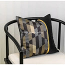 GobekUsa Black & Gold Floral Jacquard Throw Pillow Cover Oriental Art Case