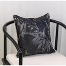 GobekUsa Black & Gold Floral Jacquard Throw Pillow Cover Oriental Art Case