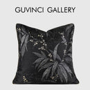 GobekUsa Black & Gold Floral Jacquard Throw Pillow Cover Oriental Art Case