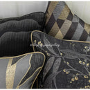 GobekUsa Black & Gold Floral Jacquard Throw Pillow Cover Oriental Art Case