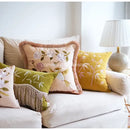 GobekUsa Bamboo Embroidered Fringed Velvet Lumbar Pillow Cover 30x50cm Luxurious Artistic Oriental Style