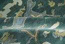 Oriental Oushak Teal Green and Gray 9x12 Hand Knotted Wool Area Rug by The Rug Decor