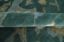 Oriental Oushak Teal Green and Gray 9x12 Hand Knotted Wool Area Rug by The Rug Decor