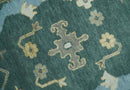 Oriental Oushak Teal Green and Gray 9x12 Hand Knotted Wool Area Rug by The Rug Decor