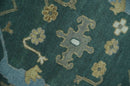 Oriental Oushak Teal Green and Gray 9x12 Hand Knotted Wool Area Rug by The Rug Decor