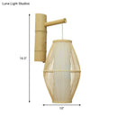 GobekUsa Oriental Oval Wall Light Sconce with Bamboo Lantern Design - 1-Light Beige Wall Lamp