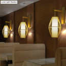 GobekUsa Oriental Oval Wall Light Sconce with Bamboo Lantern Design - 1-Light Beige Wall Lamp