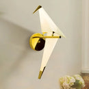 GobekUsa Origami Bird LED Wall Sconce in Gold: Warm/White Bedroom Lighting Fixture