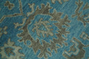 Origin Custom Made Blue and Beige Oushak Hand Knotted Wool Rug