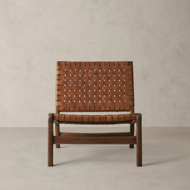 Original Leather Detailed Wooden Armchair