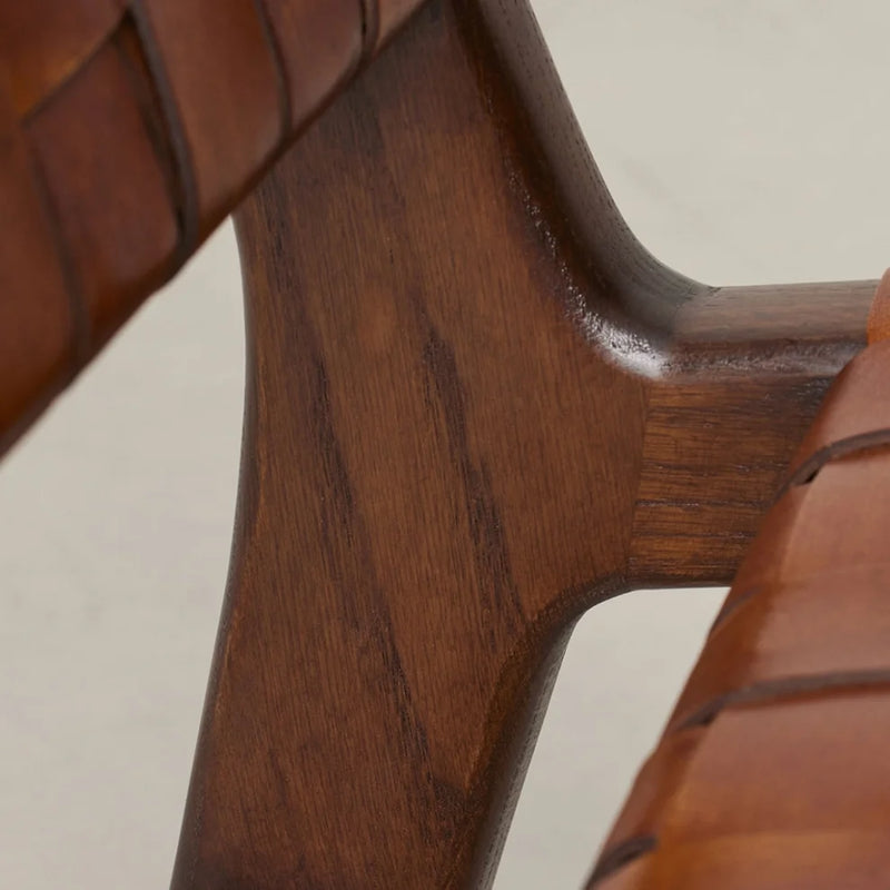 Original Leather Detailed Wooden Armchair