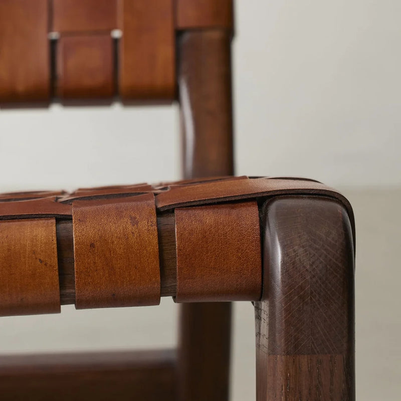 Original Leather Detailed Wooden Armchair