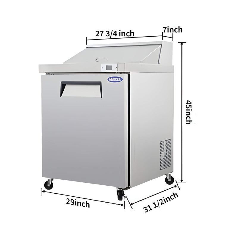 Orikool Commercial Refrigerator Sandwich & Salad Prep Table With Butcher Block Cutting Board (SAK31598)