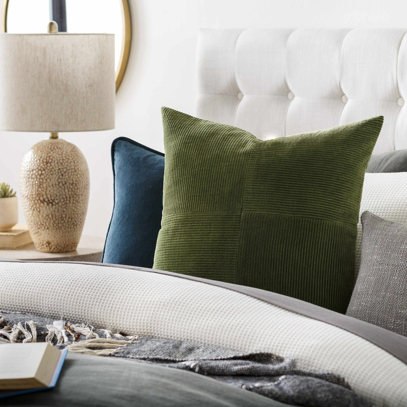 Orit Olive Green Corduroy Accent Pillow