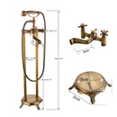 GobekUsa Brass Freestanding Bathtub Filler with Handshower, Dual Handles & Shower Set