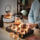 GobekUsa Bamboo Tea Tray: Dual Purpose Teaware Holder with Water Storage and Drainage
