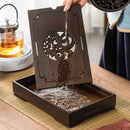 GobekUsa Bamboo Tea Tray: Dual Purpose Teaware Holder with Water Storage and Drainage