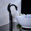 GobekUsa Black Bronze Swan Basin Faucet Dual Cross Handle Deck Mounted Bathroom Mixer