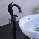 GobekUsa Black Bronze Swan Basin Faucet Dual Cross Handle Deck Mounted Bathroom Mixer