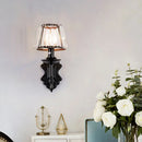 GobekUsa Simple Crystal Prisms Cone Wall Lamp - Black Candlestick Design - 1/2-Head Wall Light