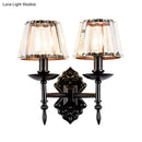 GobekUsa Simple Crystal Prisms Cone Wall Lamp - Black Candlestick Design - 1/2-Head Wall Light
