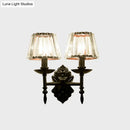 GobekUsa Simple Crystal Prisms Cone Wall Lamp - Black Candlestick Design - 1/2-Head Wall Light