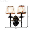 GobekUsa Simple Crystal Prisms Cone Wall Lamp - Black Candlestick Design - 1/2-Head Wall Light