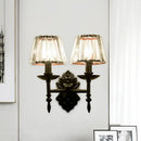 GobekUsa Simple Crystal Prisms Cone Wall Lamp - Black Candlestick Design - 1/2-Head Wall Light
