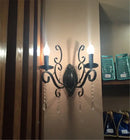 GobekUsa Black Wrought Iron Crystal Candle Wall Lamp