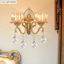 GobekUsa Petal Wall Mount Amber Glass Bedroom Wall Lighting with Crystal Deco - Modern Design in Brass
