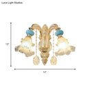 GobekUsa Nordic White Glass Flower Wall Mount Light with Crystal Drop - Gold Accent, Ideal for Bedroom - 1/2 Lights