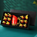 GobekUsa Gold Twelve Animal Head Ceramic Wine Shot Glasses Set for Home Decoration