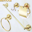 GobekUsa Brass Bathroom Accessories Set, Gold Finish, 6-Piece Set