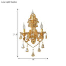 GobekUsa Modern Crystal Candelabra Wall Mount Light with 3 Gold Lights - Living Room Sconce