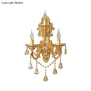 GobekUsa Modern Crystal Candelabra Wall Mount Light with 3 Gold Lights - Living Room Sconce