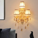 GobekUsa Modern Crystal Candelabra Wall Mount Light with 3 Gold Lights - Living Room Sconce