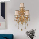 GobekUsa Modern Crystal Candelabra Wall Mount Light with 3 Gold Lights - Living Room Sconce